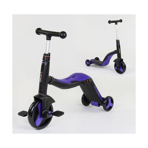 

Велосипед детский 3в1 JT 30304 (1) Best Scooter, самокат-велобег-велосипед, фиолетовый, свет, 8 мелодий, колёса PU