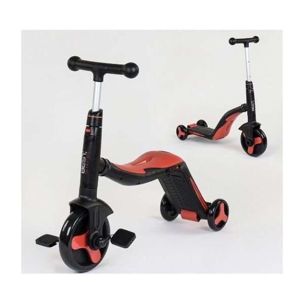 

Велосипед детский 3в1 JT 28288 (1) Best Scooter, самокат-велобег-велосипед, красный, свет, 8 мелодий, колёса PU