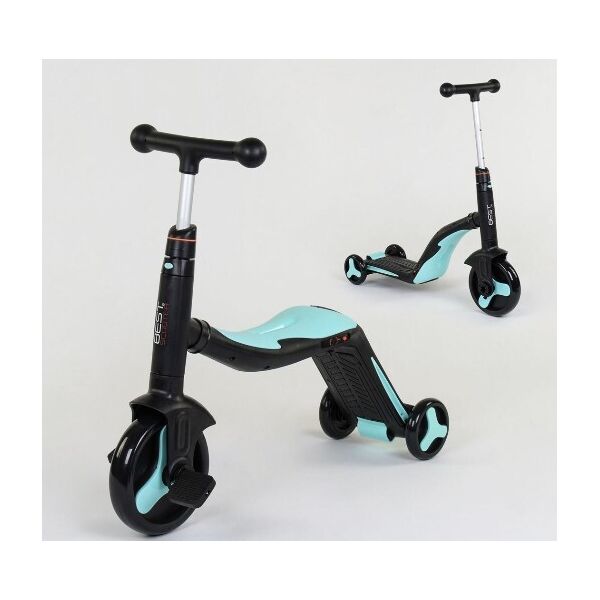 

Велосипед детский 3в1 JT 20255 (1) Best Scooter, самокат-велобег-велосипед, голубой, свет, 8 мелодий, колёса PU