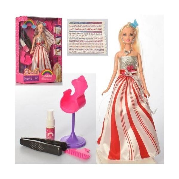 

Кукла A-Toys 68277 Шарнирная, длинные волосы, Расческа, украшения для волос, Стул, 25,5-33,5-7 см