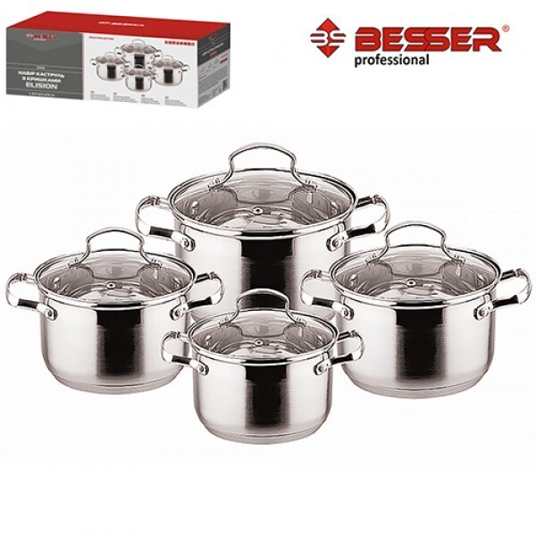 

Набор кастрюль Besser из нержавеющей стали 8 предметов (MH-10346) (NP)