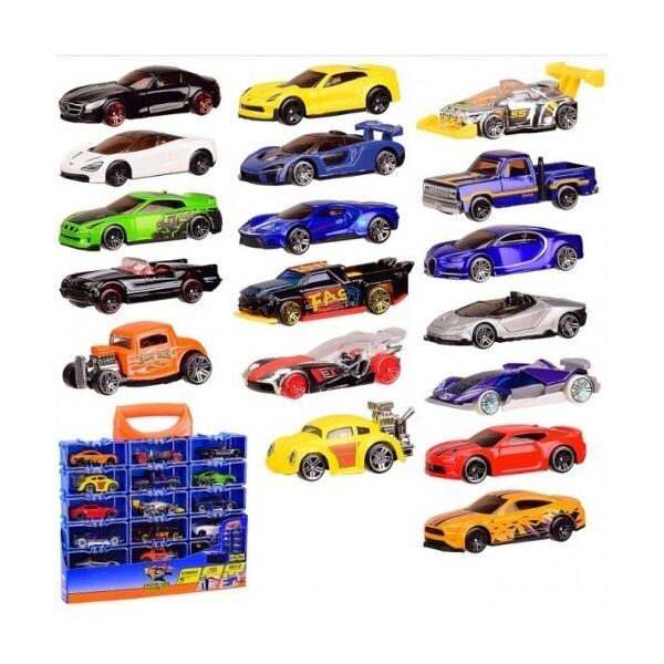 

​Набор металлических машинок BK Toys RC1159, в комплекте 18 машин (6,5 см) в чемодане, 27 * 4 * 27 см