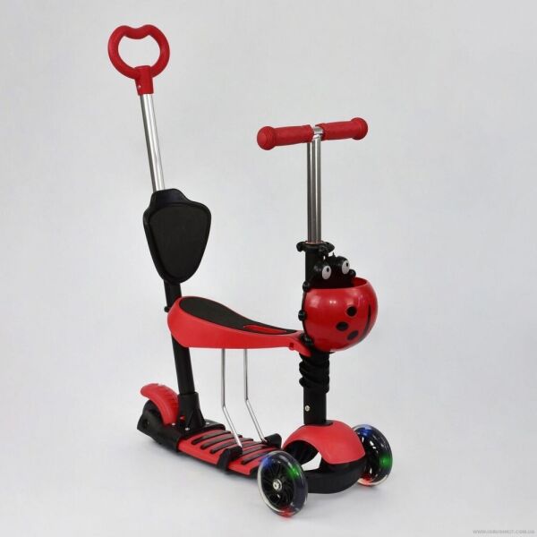 

Самокат деткаий Scooter Божья коровка 5 in 1 родительская ручка Красный (2T1075)