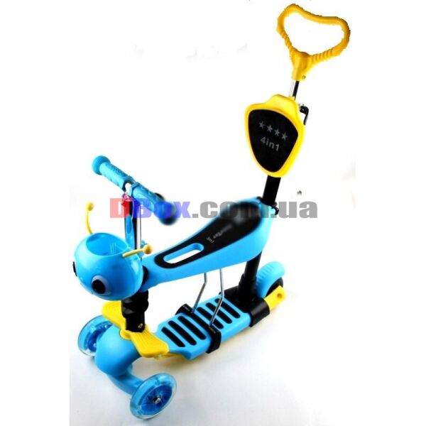 

Самокат деткаий Scooter Пчелка 5 in 1 родительская ручка Голубой (2T1076)