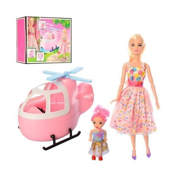

​Кукла A-Toys 68126 Шарнирная с Доченькой, Вертолет, 38-33-12 см