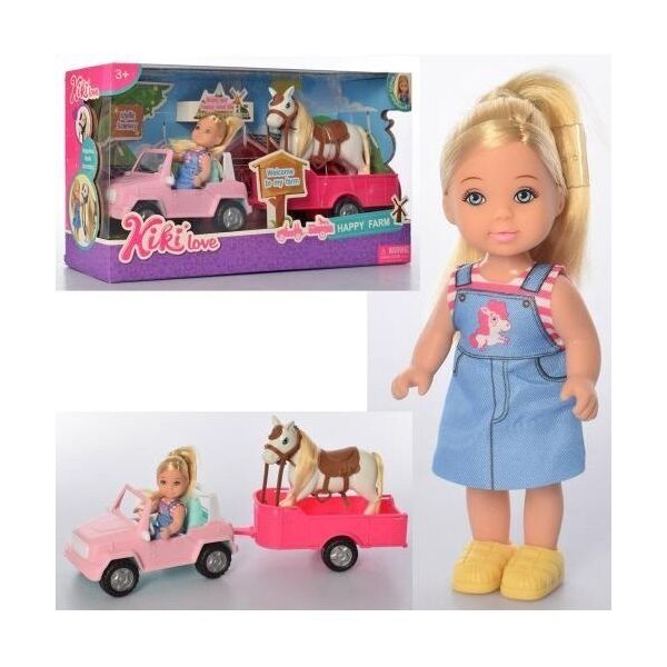 

​Кукла A-Toys 88043, Машинка с прицепом, Лошадка, 35-19-10,5 см