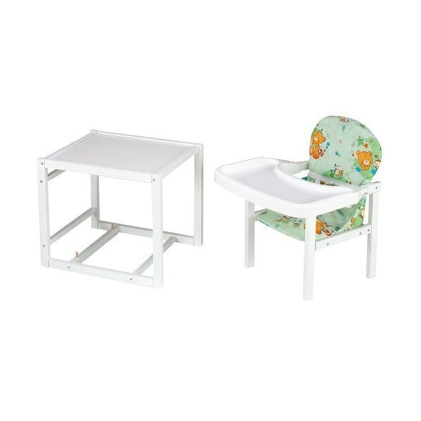 

​Стульчик - Трансформер Babyroom 240 Белое дерево, Мишки и Пчелки, Зеленый