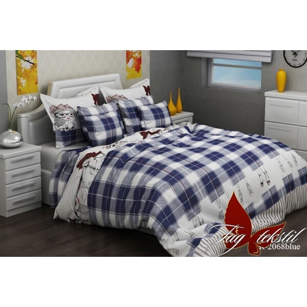 

Комплект постельного белья ТМ TAG 1,5 сп. 100% хлопок R2068 blue