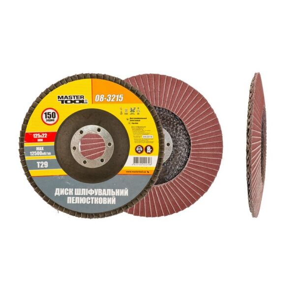 

Диск шлифовальный лепестковый конусный Т29 зерно 150 125*22 мм MASTERTOOL 08-3215