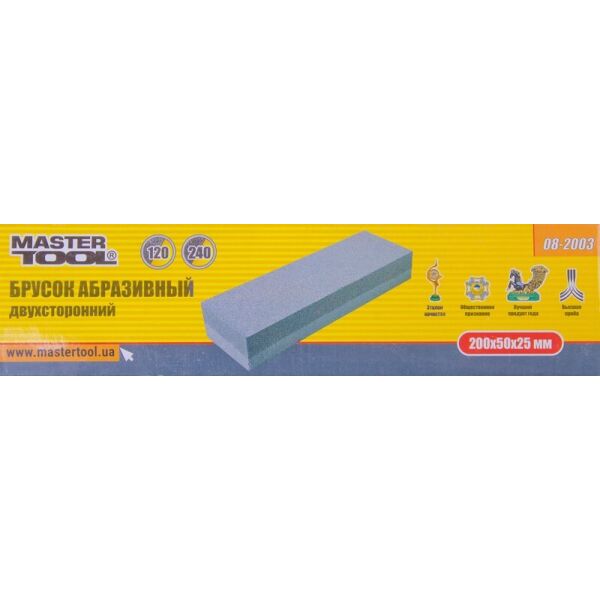 

Брусок абразивный двусторонний 200*50*25 мм, зерно 120/240 MASTERTOOL 08-2003