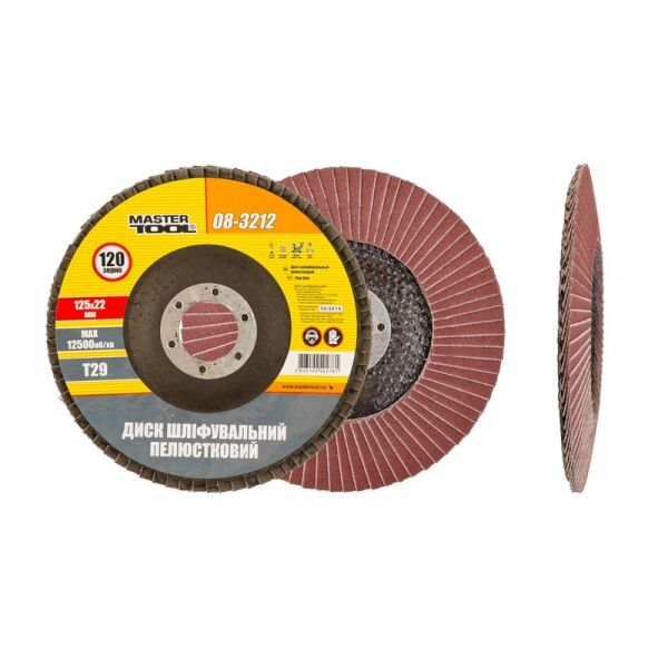 

Диск шлифовальный лепестковый конусный Т29 зерно 120 125*22 мм MASTERTOOL 08-3212