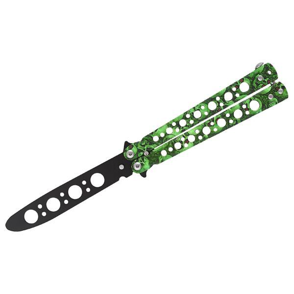 

Нож балисонг (нож бабочка) Skull 301-4 Green тупой тренировочный зеленый