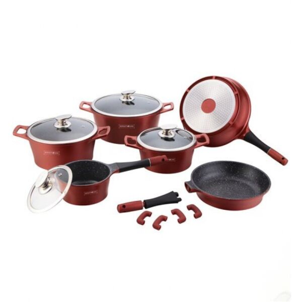 

Набор кухонной посуды Royalty Line RL-ES-1014M-burgundy бордовый 14 предметов