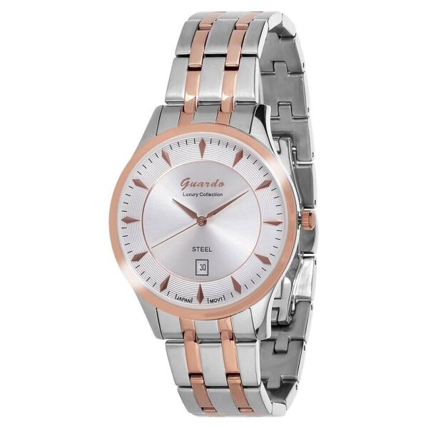 

Часы мужские Guardo S1453-6 серебро с розовым золотом