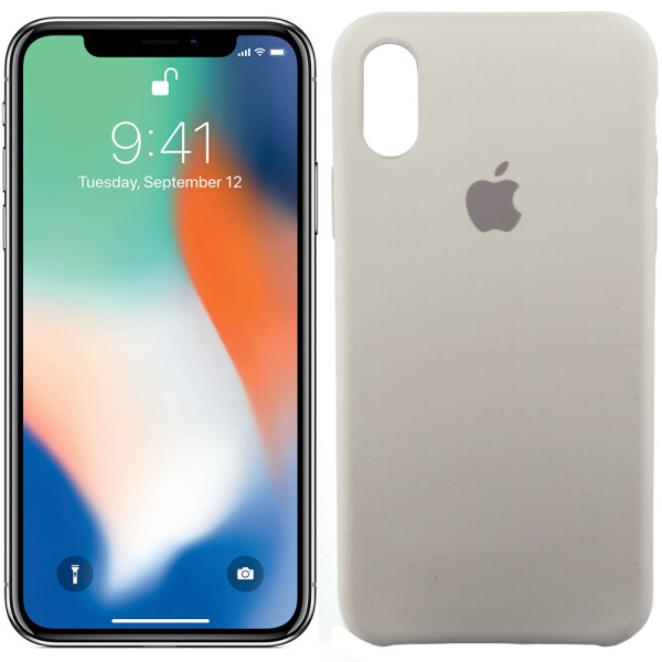

Чехол силиконовый оригинальный для iPhone X/Xs Пепельно Серый (20455)