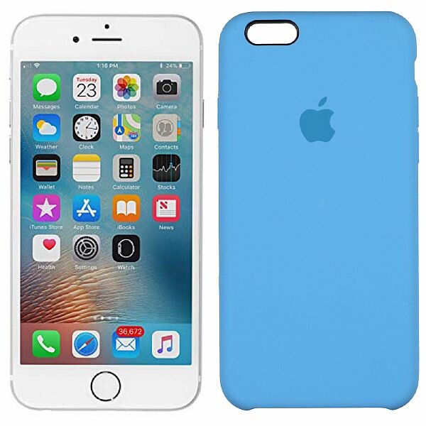 

Чехол силиконовый оригинальный для iPhone 6/6s Plus Небесно Синий (27152)