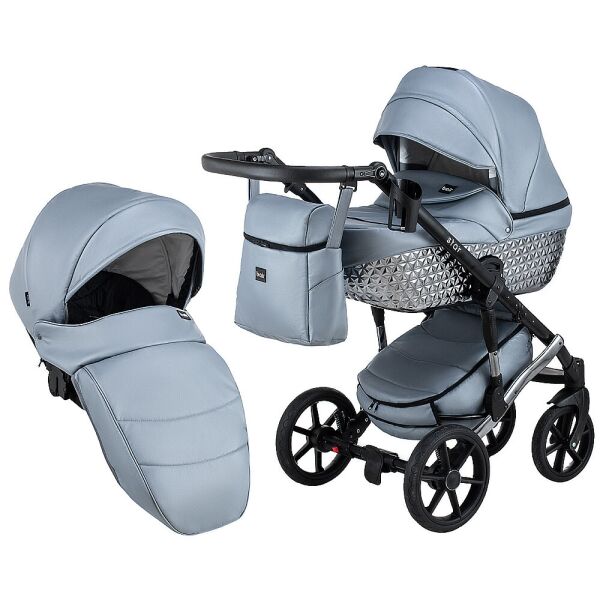 

Коляска 2 в 1 Bair Star (Silver) кожа 100% 31S серый 625150