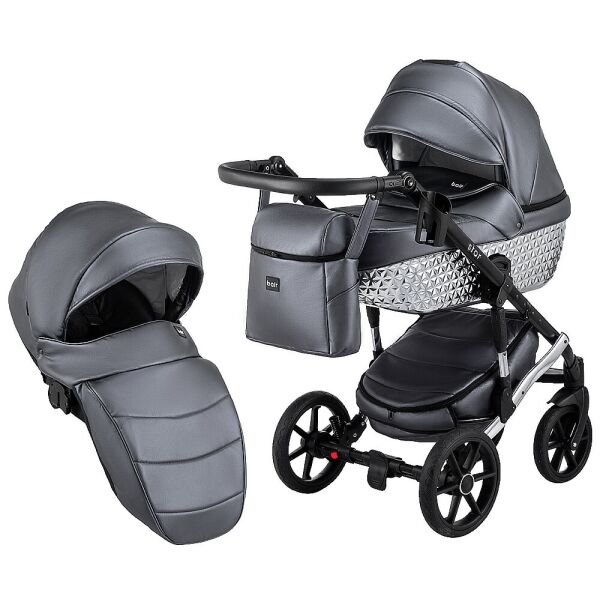 

Коляска 2 в 1 Bair Star (Silver) кожа 100% 33S серый 625146