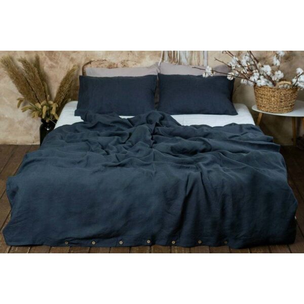

Постельное белье BEIK-MORANDI. 100% лен с кокосовыми пуговицами LOFT DARK GRAY-Полуторный