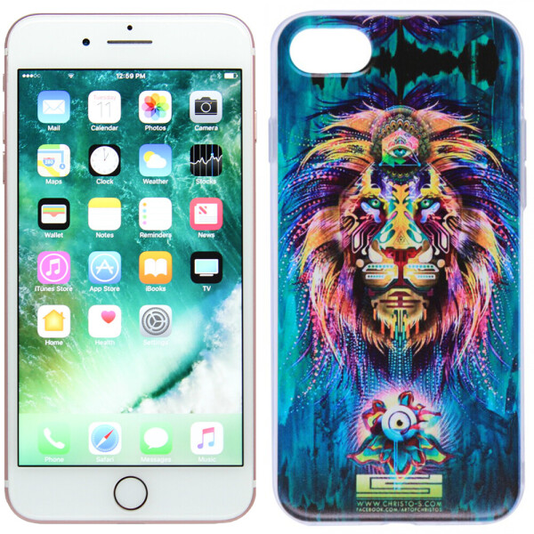 

Чехол силиконовый Космические животные с прозрачными краями для Apple iPhone 7 (4.7") (Лев) (10802)