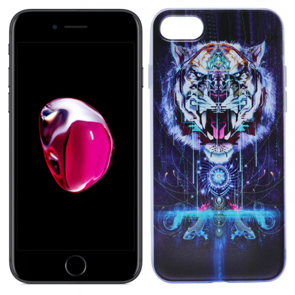 

Чехол силиконовый Космические животные с прозрачными краями для Apple iPhone 7 (4.7") (Тигр) (25617)