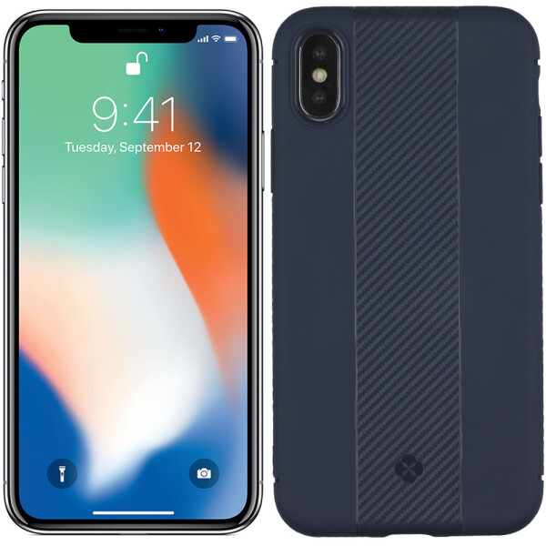 

Чехол TOTU Design Soft series carbon fiber version для iPhone X Blue (24322)
