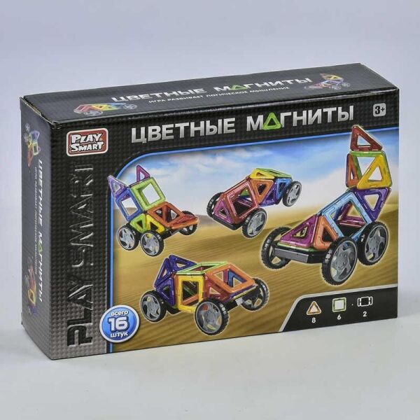 

Конструктор магнитный 2426 Play Smart 16 деталей, 5 моделей, в коробке