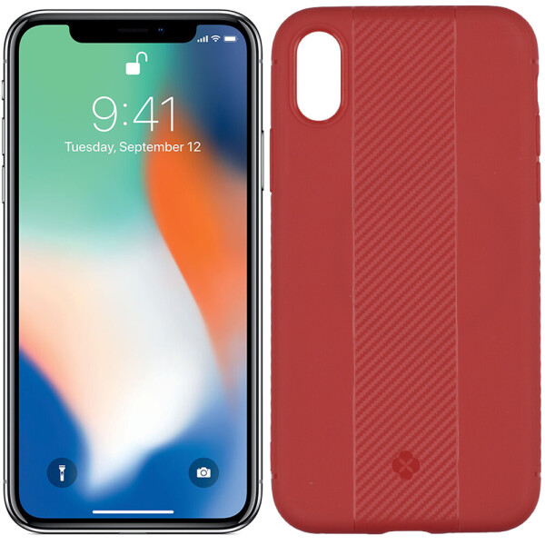

Чехол TOTU Design Soft series carbon fiber version для iPhone X Red (24174)