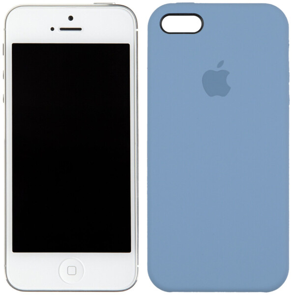 

Чехол силиконовый оригинальный для iPhone 5/5s/SE Голубой (23358)