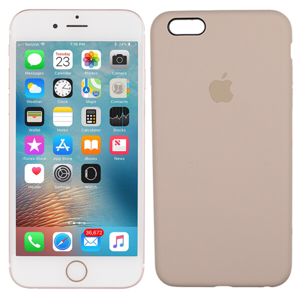 

Чехол силиконовый оригинальный для iPhone 6/6s Plus Бежевый FULL (25950)