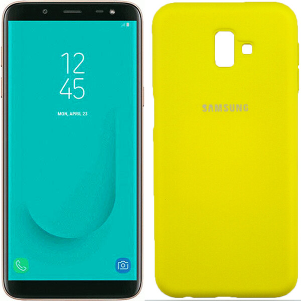 

Чехол силиконовый оригинальный для Samsung J6 Plus 2018 (J610) Желтый FULL (26697)