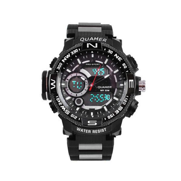 

Часы наручные QUAMER 1730 браслет карбон dual time waterproof
