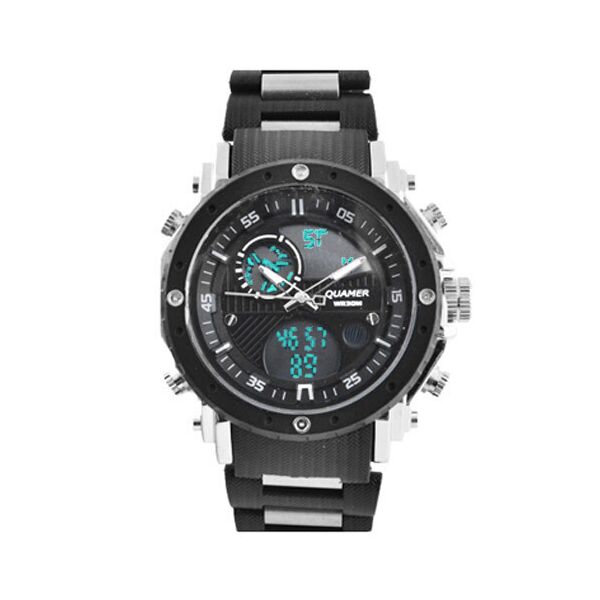 

Часы наручные QUAMER 1801 браслет карбон dual time waterproof