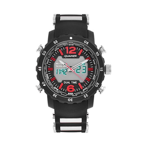 

Часы наручные QUAMER 1604 ремешок каучук dual time waterproof