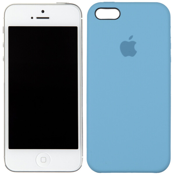 

Чехол силиконовый оригинальный для iPhone 5/5s/SE Небесно синий (23362)