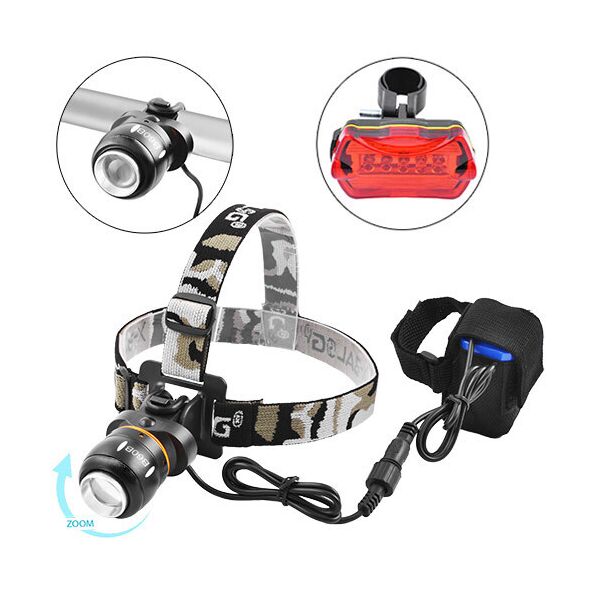 

Велофонарь на лоб Police B60B B06B-T6 STOP-5LED ЗУ 220V 4х18650 2хААА zoom,Box