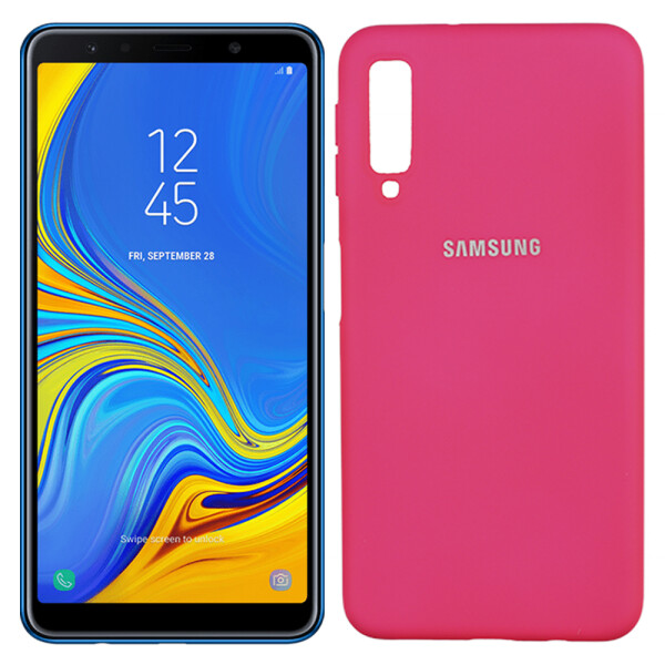 

Чехол силиконовый оригинальный для Samsung A750 Galaxy A7 2018 Ярко розовый FULL (26030)