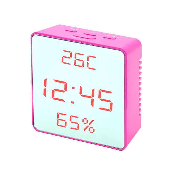 Акция на Часы сетевые VST-887Y-1 розовые температура влажность USB от Allo UA
