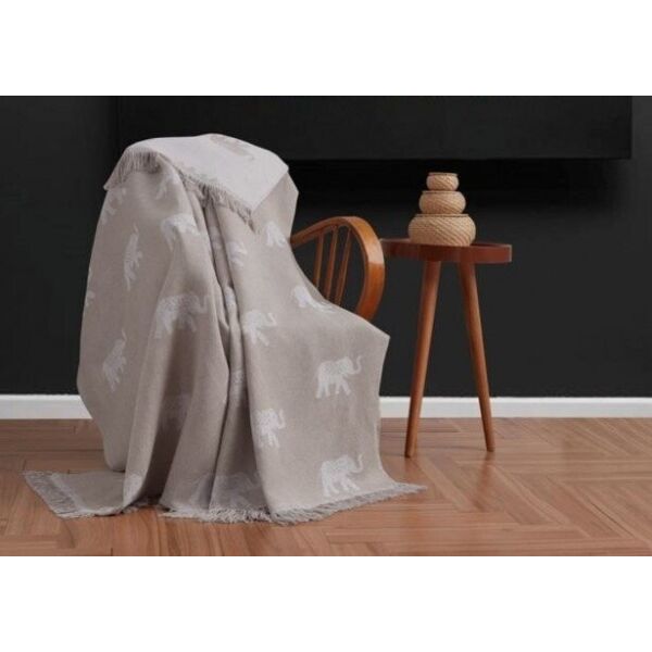 

Плед хлопковый Eponj Home. Buldan Keten - Fil kahve-170х220