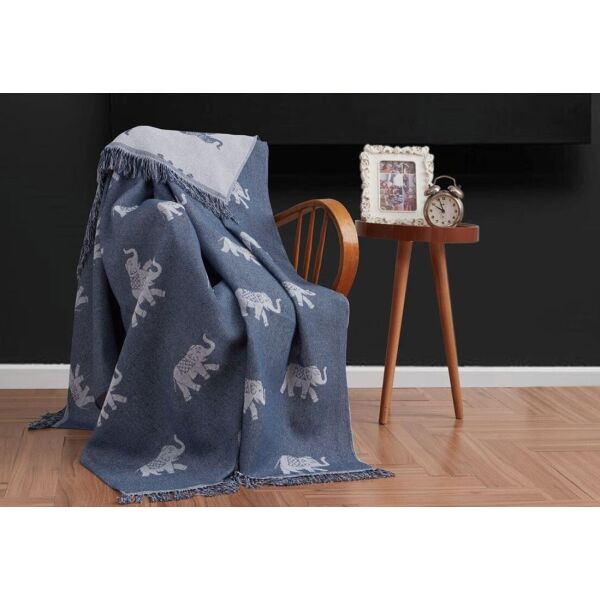 

Плед хлопковый Eponj Home. Buldan Keten - Fil petrol-170х220