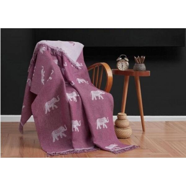 

Плед хлопковый Eponj Home. Buldan Keten - Fil mor-170х220