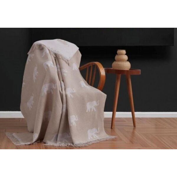 

Плед хлопковый Eponj Home. Buldan Keten - Fil bej-170х220