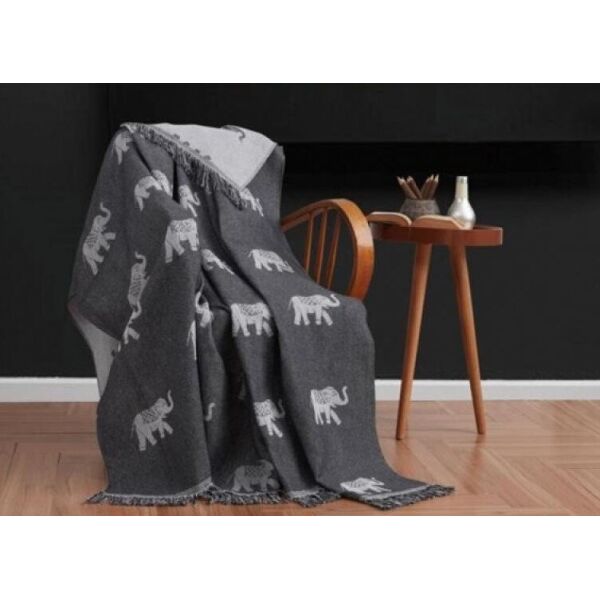 

Плед хлопковый Eponj Home. Buldan Keten - Fil siyah-170х220