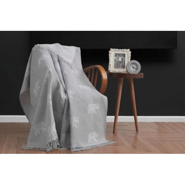 

Плед хлопковый Eponj Home. Buldan Keten - Fil gri-170х220