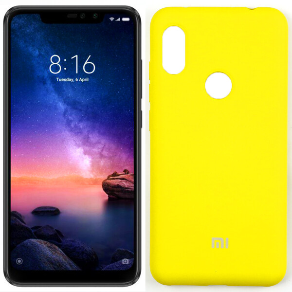 

Чехол силиконовый оригинальный для Xiaomi Redmi Note 6 Pro Ярко жёлтый FULL (28166)