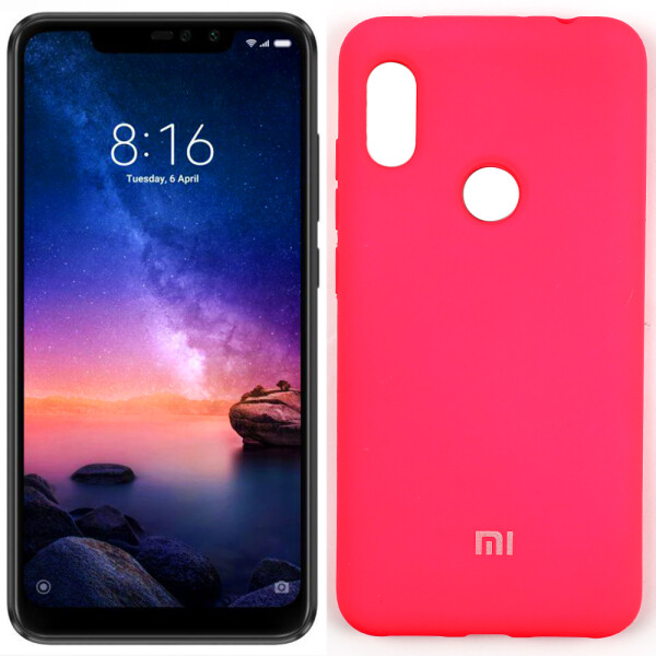 

Чехол силиконовый оригинальный для Xiaomi Redmi Note 6 Pro Ярко малиновый FULL (28165)
