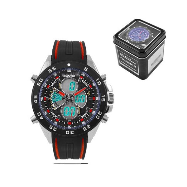 

Часы наручные QUAMER 1103 Box двухцветн ремешок каучук dual time waterproof