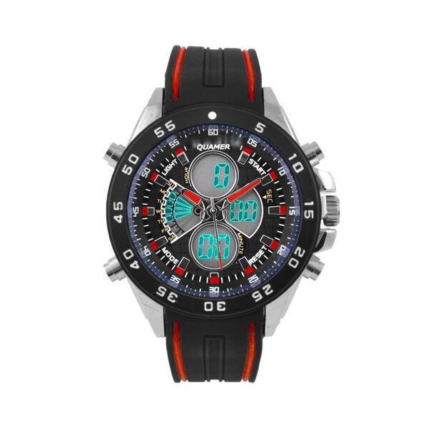 

Часы наручные QUAMER 1103 двухцветн ремешок каучук dual time waterproof