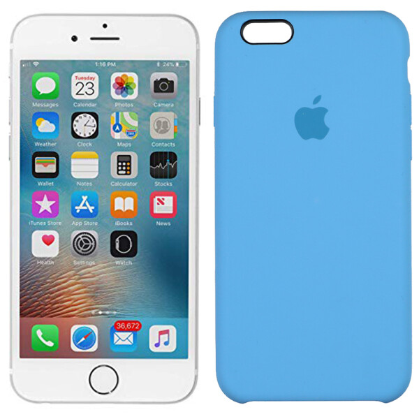 

Чехол силиконовый оригинальный для iPhone 6/6s Небесно синий (23370)