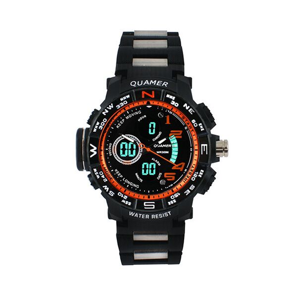 

Часы наручные QUAMER 1711 браслет карбон dual time waterproof